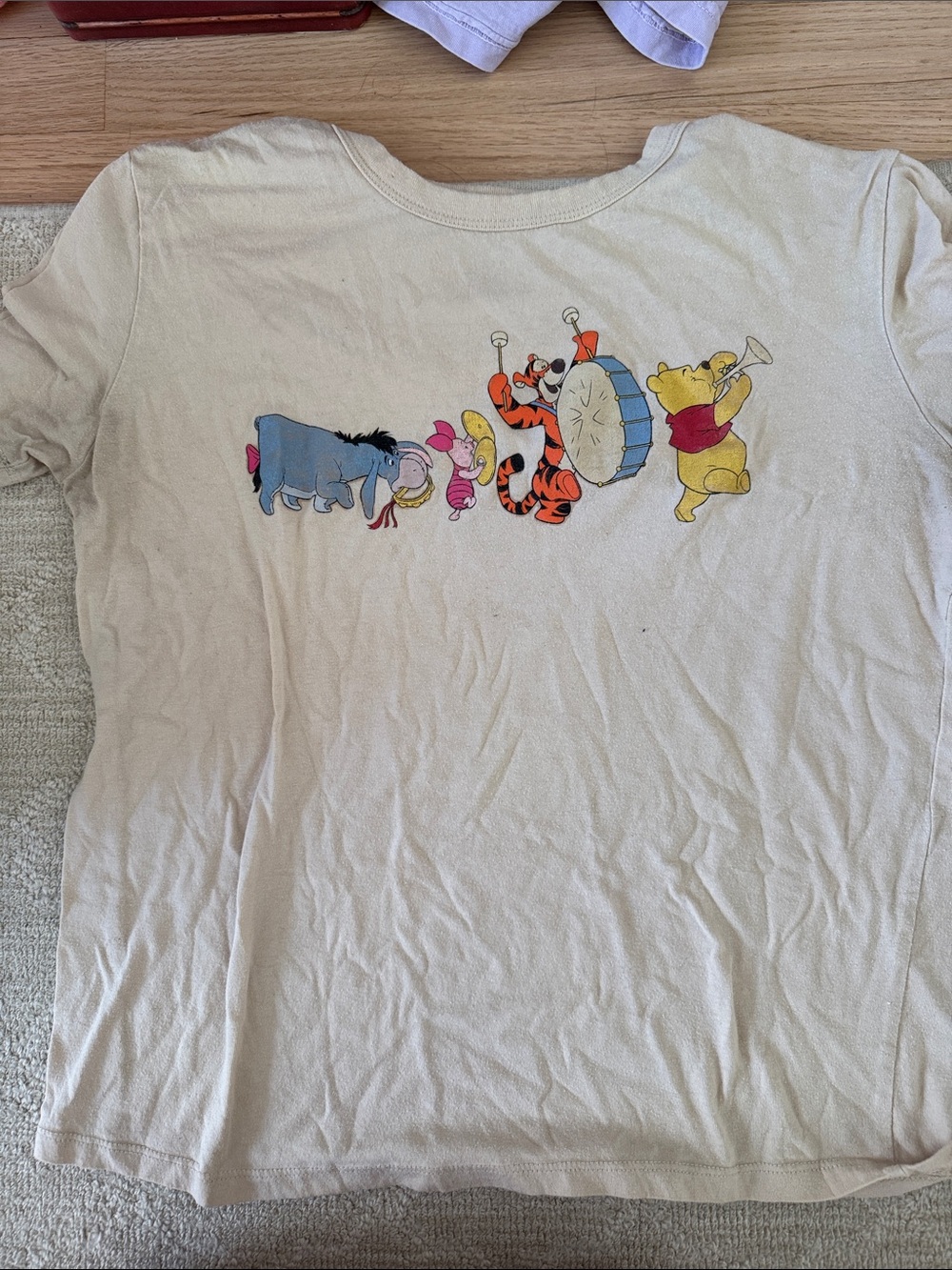 Beige Winnie the Pooh Band Graphic Short Sleeve Tee